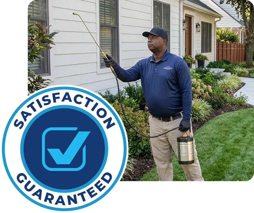 technician spraying exterior of house